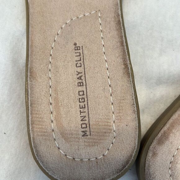 Montego Bay size 81/2 W comfy tan and brown slide sandals look new - Picture 13 of 17